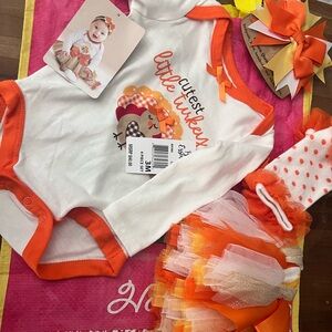 Baby Girls Little Turkey Bodysuit, Tutu, Headband and Legwarmer, 4 Piece Set